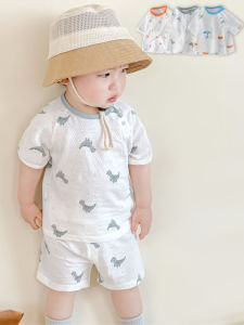 Baby Summer Short Sleeve Boys and Girls Summer Thin Half Sleeve Baby Pure Cotton Breathable Mesh T-shirt round Neck Bottoming Shirt 1-3