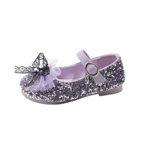 Giày Đế Bằng Pha Lê Thời Trang Cho Bé Gái Giày Biểu Diễn Giày Công Chúa Giày Đơn Cho Bé Gái Giày Da PU Chống Trượt