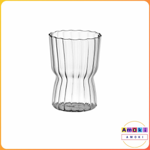 Amoki Striped Drinking Glass Cup Transparent Drinkware For Juice Coffee
