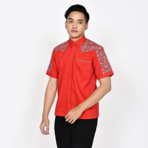 Kemeja Kombinasi Batik Pria Tangan Pendek