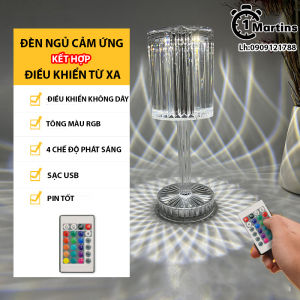 [Tặng thêm remote] Đèn ngủ pha lê hình ly cảm biến 16 màu để bàn có điều khiển từ xa điều chỉnh được độ sáng PPT-01