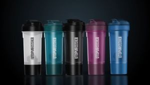 Shaker Bottle - 24 Ounce Plastic Protein Shaker Bottle for Pre & Post workout with Twist & Lock Protein Box Storage I 700ML