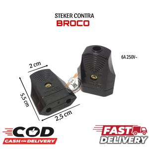 STEKER CONTRA BROCO GEPENG HITAM/PLUG COUPLER/KONTRA STEKER TANPA ARDE BROCOPENYAMBUNG COLOKANGEPENG