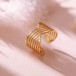 Skyrim lntersecting dòng Vòng mở điều chỉnh Nhẫn đôi thép không gỉ Titan trang sức nhẫn