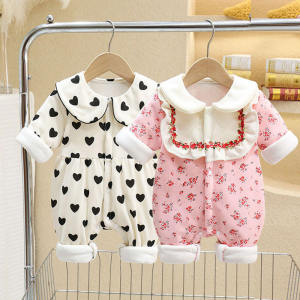 Autumn Winter Baby Romper Thin Cotton Outwear Stylish 6 to 12 Months Girls Clothes Harie Winter Clothes No Seam Cotton