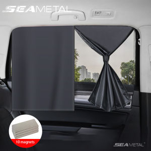 SEAMETAL Car Side Window Sunshade Curtain 10 Magnets Double Layer Double-open Style Mesh Sun Shade UV Block Protection Cover