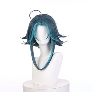 Wig Comic Xiao Genshin Impact Cosplay Wig 35cm Heat Resistant Synthetic Hair