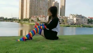 Rainbow Gloves and Socks Set Women Arm Sleeve Thigh High Combo