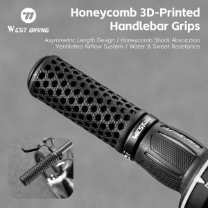 West Biking | WEST BIKING Bicycle Grips 3D Printed Anti-slip MTB Bike Integrated Handlebar For Variable Speed Bike Scooter Handle Bar Grips