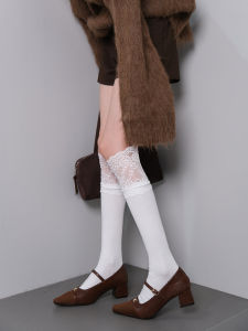 Weekend Picnic Slimming Lace Edge Patchwork French Elegant Vintage Style Leggings Socks for Women Autumn Season Made in China