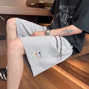 YISHIFANHUA | Minimalist Design Youth Colorful Button Drawstring Straight Leg Shorts