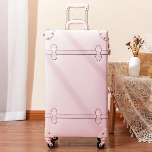 High Aesthetic 20 Inch Womens Luggage Suitcase Carry-On Retro Style PU Material Universal Lock Coded Wheel Suitcase