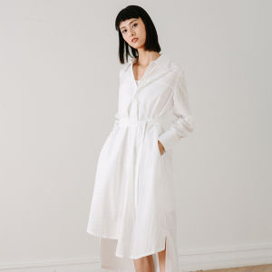 เสื้อเชิ้ตคอโปโลแขนยาวสไตล์สเวตเตอร์แบบเปิดหลังกระโปรงทรงเอเอวสูงสำหรับผู้หญิง ผ้าฝ้าย ทรงหลวม สไตล์ทำงาน แขนยาว กระโปรงยาว