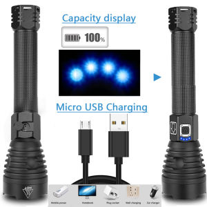 Yuoo 30000lm Mạnh Mẽ Đèn pin Led Ipx6 Không Thấm Nước có thể sạc qua USB công suất cao đèn pin chiến thuật Xhp90 Đèn pin phóng to Ánh Sáng Đèn Lồng