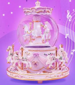 Carousel music box Little princess music box crystal ball Carousel music box for little girls dream music box