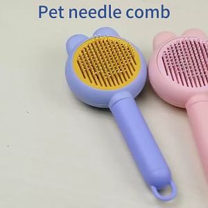 หวีสัตว์เลี้ยง หวีหมัดแมว หวีสแตนเลส สําหรับกําจัดหมัดขนสัตว์เลี้ยง มีปุ่มกดเพื่อดันขนออก อุปกรณ์ดูแลขนสุนัข แม