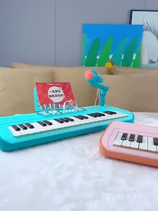 Fancytoys Shop เปียโนเด็ก37คีย์ เครื่องดนตรีเปียโนอิเล็กทรอนิกส์37 ปุ่มไมโครโฟนสําหรับเด็ก เปียโนไมโครโฟนของเล่นเด็ก