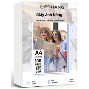 100 Tờ Giấy In Ảnh A4 Bóng Mượt 135Gsm Màu Sắc Sống Động Tương Thích Với Máy In Phun 83x117 Inch