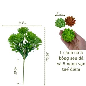 Cụm sen đá nhựa cắm điểm siêu đẹp - hoa lụa hoa giả cỏ điểm
