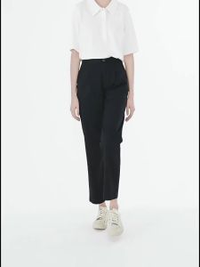 GIORDANO Nữ Quần dài cạp vừa chất liệu cotton trơn màu đơn giản nhẹ dài đến mắt cá chân xếp ly thời trang thường ngày 13423221