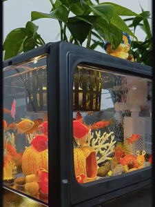 4K 360° Aquarium Fish Tank TV Style Desk Starter Aquarium Set With Power Filter Turtle Tank 鱼缸