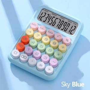 12 Digits Candy Style of Calculator Large Display Mechanical Round Button Kalkulator Student Office Fashion Stationery