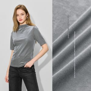 BEIQIANI | Mall-Style Half-Neck Five-Sleeve Velvet Fitted Womens T-Shirt