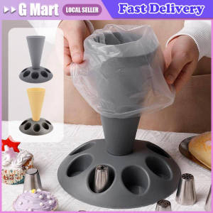 Piping Bag Stand Piping Bag Holder with 8 Slots Nozzles Plastic Pastry Bag Stand for Cake Decorating Kit Piping Bag Nozzles Storage Rack Stand Large Capacity Pastry Bag Mounting Holder Organizer Baking Accessories Cake Tools