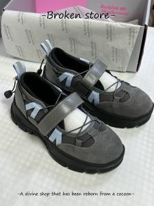 รองเท้าผ้าใบหัวมนแบบสวมสบายสไตล์แมรี่เจน ส้นหนา RocFish สำหรับผู้หญิง แบบสวมสบายสไตล์บัลเล่ต์ พร้อมแถบตีนตุ๊กแก พื้นยาง