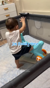 PlayPark Rocking Horse For Kids With Push Handle&Safety Fence Rocking Chair For Baby Toy Horse Ride-On Toys