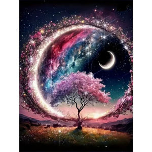 1 set of Flower Moon Round Diamond Painting Set DIY Adult Full Diamond Home Decoration Adult Frameless Art Crafts