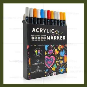 OLOEY | Professional 36 Color Acrylic Paint Markers Dual Tip Fine and Broad for Calligraphy Crafting Surface Painting Art Supplies