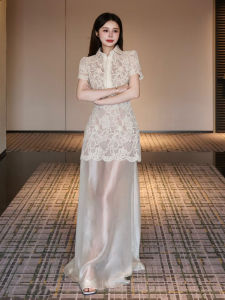 Luxurious French Lace-spliced Party Dress