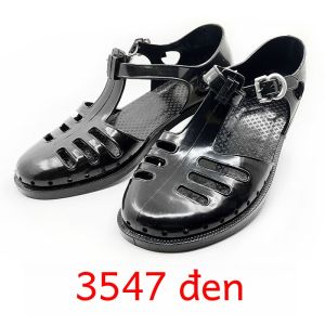 Giày Lười Nhựa Mùa Hè Cho Nam 3547 Phong Cách Công Sở Cổ Điển Đế Bằng Chống Mài Mòn Đế PVC Mũi Tròn Thường Ngày