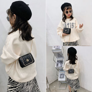 Autumn Winter Princess Style Childrens Crossbody Bag Girls Outing Accessories Chain Diamond Patterned Small Girls Satchel