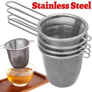 Handheld Stainless Steel Brewing Filter / Anti-Scald Fine Mesh Tea Infuser / Reusable Kitchen Sieve for Loose Tea Coffee Powder and Spices