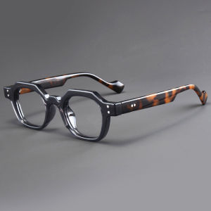 0 ~ 400 Polygonal Reading Glasses Spring Eyeglass Legs Full Frame Trendy Style Far Sighted Glasses