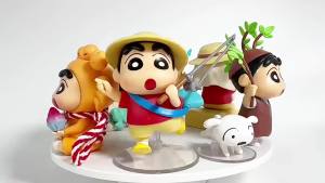 Bandai | 6pcs/Set Crayon Shin-chan Action Figure Toy Delicious Spring Daybu Shin-chan Figurine Collectible Model Surprise Doll Fans Gifts