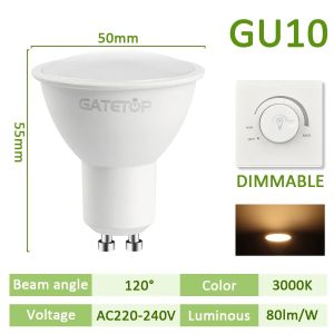GATETOP | 10-50pcs Dimmable GU10 Base LED Light Bulb 220V 230V Daylight 40W 50W Halogen Replacement for Landscape Track Lighting