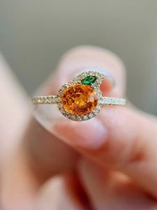 Good Fortune Orange Fanta Stone 18K Gold Jewelry Set