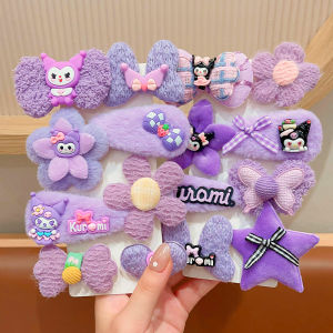 Kuromi Childrens Hair Clips Cute Side Bangs Plush Baby Hair Accessories Girls Hair Decorations Korean Style Kids Accessories