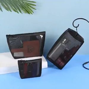 1PC Transparent Mesh Makeup Case Organizer Storage Pouch Casual Zipper Toiletry Wash Bags Make Up