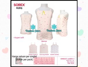 SOREX SINGLET KIDS GIRL SERIES LA 303 RABBIT - ATASAN TANKTOP ANAK PEREMPUAN TALI KECIL