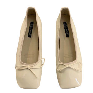 Fashionable Retro Flat Womens Shoes Spring Autumn New Butterfly Knot Square Head Slip-On Grandmother Shoes Commuting Flats