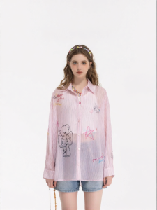 Cute Doodle Cartoon Long Sleeve Blouse
