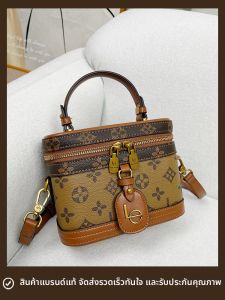 กระเป๋าสตางค์หนังแท้  สไตล์เก่า กระเป๋าสะพายไหล่แบบลำลองสำหรับผู้หญิงในฤดูใบไม้ผลิปี 2025 พร้อมสายรัดแบบปรับได้ กระเป๋าถือแบบกลม