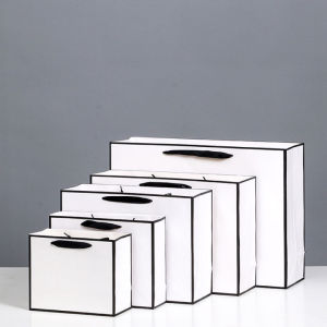 Factory price White card board black Gift Kraft Paper Bag Plain Rope Handle Hand bag Gift Bag Paperbag per pcs ﻿