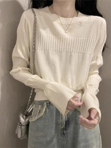 WANGGONGZHU | High Waist Plus Size Knitwear Womens French Style Spring New Loose Comfortable Slimming Sweater Long Sleeve Round Neck Top