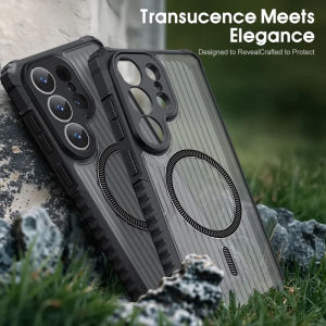 Business Clear Magnetic Phone Case for Samsung Galaxy S26 Ultra S26 Plus Airbag Armor Shockproof Transparent Protective Cover