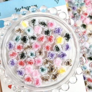 ของตกแต่งเล็บเรซิ่นรูปดอกกุหลาบเรืองแสง 3 มิติ สีไล่ระดับ ประดับเล็บแบบดอกไม้เงางาม สำหรับงาน DIY ดีไซน์เล็บหวานๆ